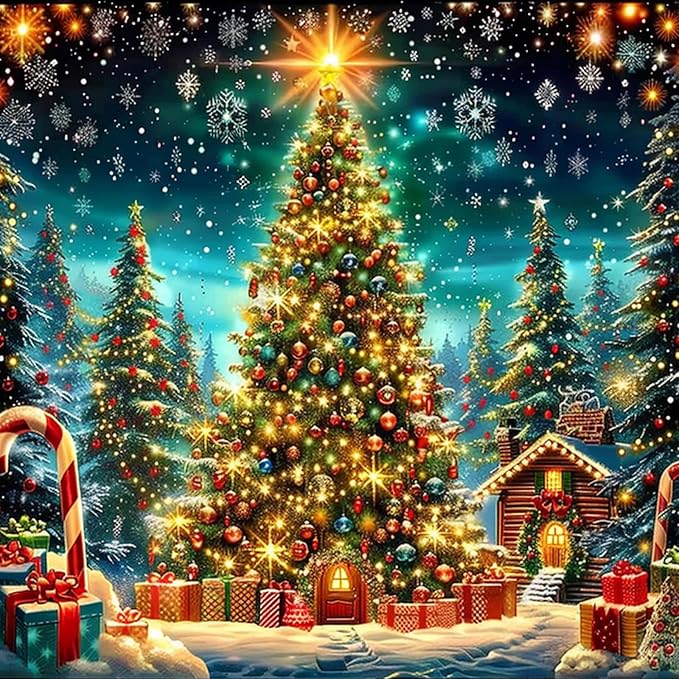 SENQAO Christmas Tree Diamond Art Kits for Adult, Candy House Diamond Painting Kits for Beginners, DIY Full Drill Winter Holdiay Rhinestone Diamond Dots Gem Painting Art Craft Home Decor 12 x12 Inch