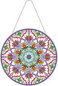 5D Diamond Art Painting Mandala Hanging Signs with LED Light String DIY Mandala Diamond Dots Hanging Ornament Special Shaped Rhinestones Paint by Number Embroidery Kits for Home Wall Front Door Decor