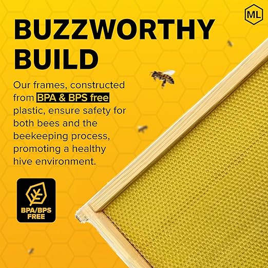 Mann Lake Premium Beekeeping Frames, Fully Assembled, Deep Rite-Cell Hive Frames, Beeswax Coating, Universal Fit, BPA & BPS Free, 9 1/8 Inches, Yellow, 20-Pack