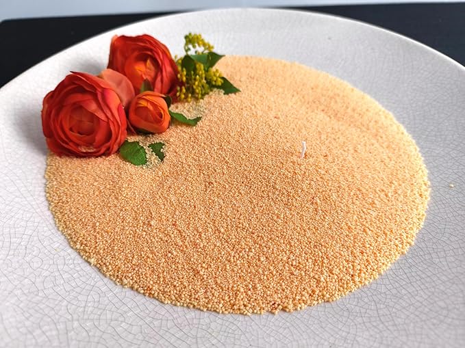 DRMAISON Pearled Candle Wax Sand DIY Kit - 17.6 oz, Orange Yellow, Non-Toxic&Smoke-Free, Refillable with 30 Wicks, Long-Lasting Flame, Highly Customizable for Wedding, Party&Holiday Decor