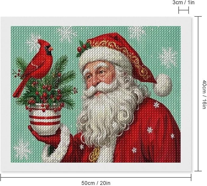 Diamond Painting Kits for Adults - Santa Claus & Red Bird Reindeer Christmas Berry Pine Cone Painting DIY 5D Full Drill Diamond Dots Paintings with Diamonds Gem Art And Crafts Home Decor 16"x20"