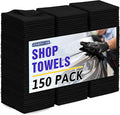 HOMERHYME Microfiber Cleaning Cloth, 150 Pack Black Cleaning Rags Microfiber Towel Bulk Absorbent Lint-Free Wash Cloths, All-Purpose Towels for Cars, Shop, Automotive, Garage, Home & Kitchen