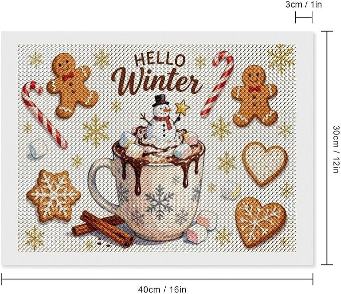 Diamond Painting Kits for Adults - Hello Winter Ice Cream & Gingerbread Snowflakes & Candles Painting DIY 5D Full Drill Diamond Dots Paintings with Diamonds Gem Art And Crafts Home Decor 12"x16"