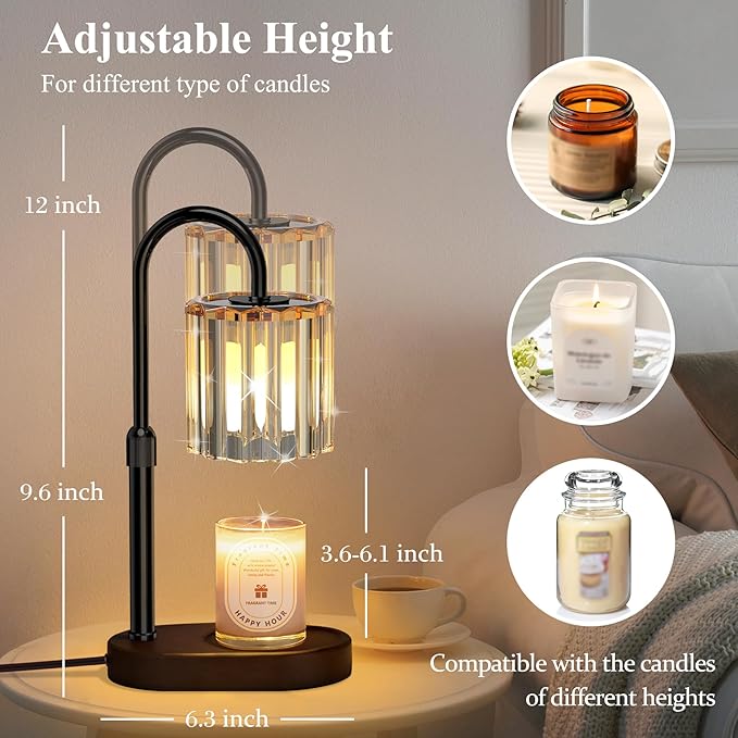 Lukasa Candle Warmer Lamp with Timer and Dimmer, Adjustable Height Candle Warmer for Candle, Birthday Gifts for Women Men, Mothers Day Gifts for Mom, Christmas Decor Home Room Decor, Christmas Gift