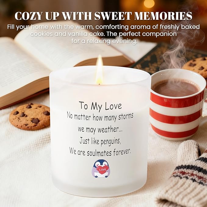 Cookie Strong Scented Candle, 10oz Candle Jars Single Wick Candle, Slow Burning Natural Soy Wax, Valentine's Day Gifts for Lover Wife Women Birthday Christmas