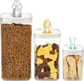 Felli Flip Tite Pet Food Container with Airtight Lids, BPA FREE Acrylic Canister with Paw Bone Fish Flip Top Handles for Cat Dog Kibble Treats Storage, Keep Fresh (Pet Collection Nest-L3pk)