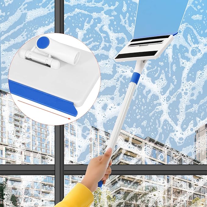Baseboard Cleaner Tool with Handle, Wall Cleaner with Extendable Long Handle ,Door Frame Cleaning Tool Including 4 Reusable Cleaning Pads. Quick Clean Baseboard Cleaning, Ceiling and Wall.