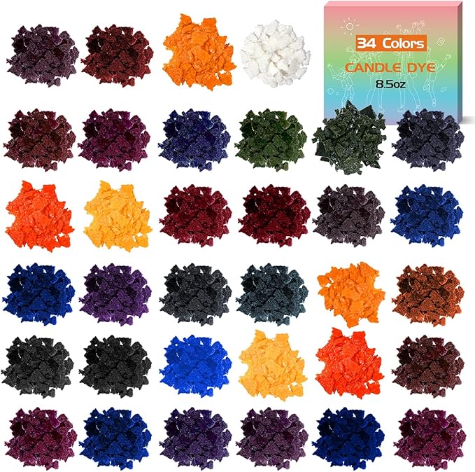 YRYM HT Candle Wax Dye for Soy Candle Making- 34 Popular Coloring Chips Candle Wax Dye for Candle Making - 8.5oz Premium Candle Color Dye for Soy Wax, Safe and Natural Candle Chips