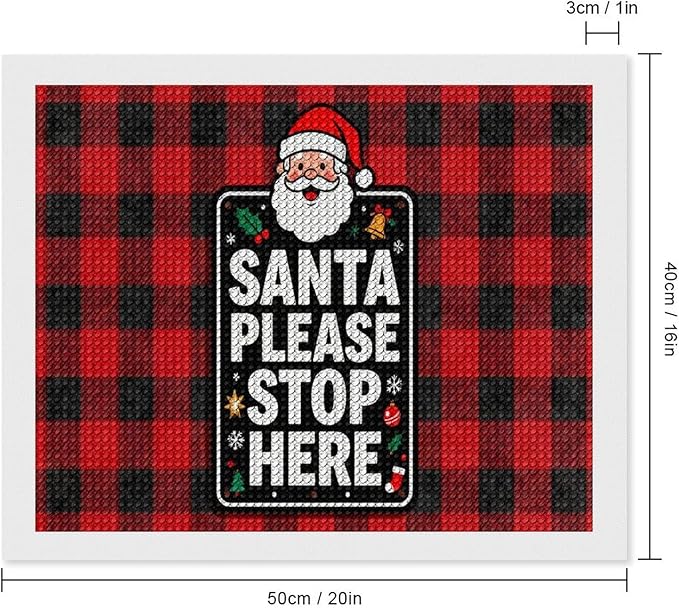 AIVKIEJK Diamond Painting Kits for Adults - Holly & Stars, Santa Please Stop Here Painting DIY 5D Full Drill Diamond Dots Paintings with Diamonds Gem Art and Crafts Home Decor 16"x20"