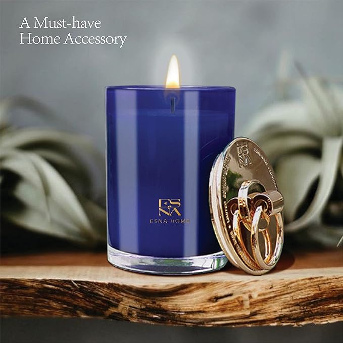Scented Aromatherapy Candle Lavender Essential Oil Natural Soy Wax Highly Scented Candles for Home Home Fragrance Teakwood Christmas Gifts for Men Gifts for Boyfriend Holiday Candle 8.8oz 50 Hours