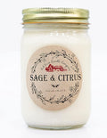 Sage & Citrus Aromatherapy Candle 12 oz | 100% All-Natural Soy Wax & Essential Oil Infused | 40+ Hour Burn Time | Pet Safe + Smoke Odor Eliminating | Handmade in U.S.A. | Non-Toxic Candles