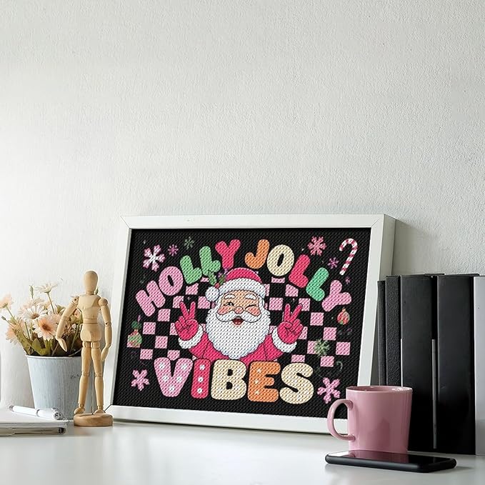 AIVKIEJK Diamond Painting Kits for Adults - Cute Santa Claus Christmas Vibes Xmas Painting DIY 5D Full Drill Diamond Dots Paintings with Diamonds Gem Art and Crafts Home Decor 8"x12"