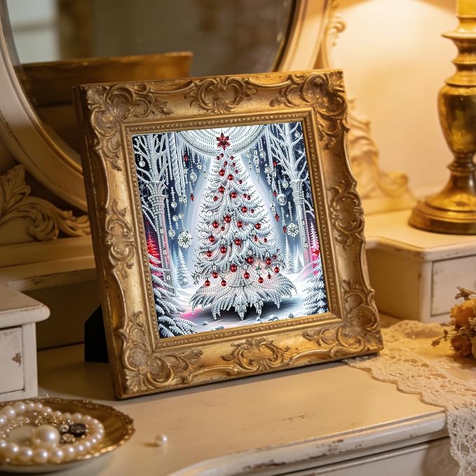 Christmas Tree 5D Special Shape Diamond Art Kits for Beginners, Christmas Winter Theme Diamonds Painting Kits for Adults,DIY Crystal Rhinestones Diamond Paintings for Home Wall Decor 12×12Inch