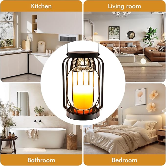 Candle Warmer Lamp with Timer & Dimmable Function - Vintage Hanging Candle Wax Warmer Lantern for 3-Wick/Large Jar Candles Lamp for Home Farmhouse Decor, Gift for Her Women, Mom
