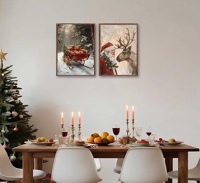 Paint by Number Kit for Adults & Kids, 2 Pack Christmas DIY Painting Kit, 16x20 Inch Canvas Each, with Brushes, Paints & Hanging Kits Unframed