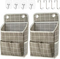 Hanging Basket for Organizing, Wall Organizer with Pockets and Over The Door Organizer，Can for Home, Closet, Office and Camper (Grey Grid2)