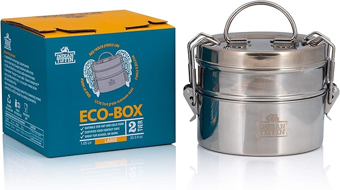 Indian-Tiffin 2 Tier Stainless Steel Large Tiffin Lunch Box