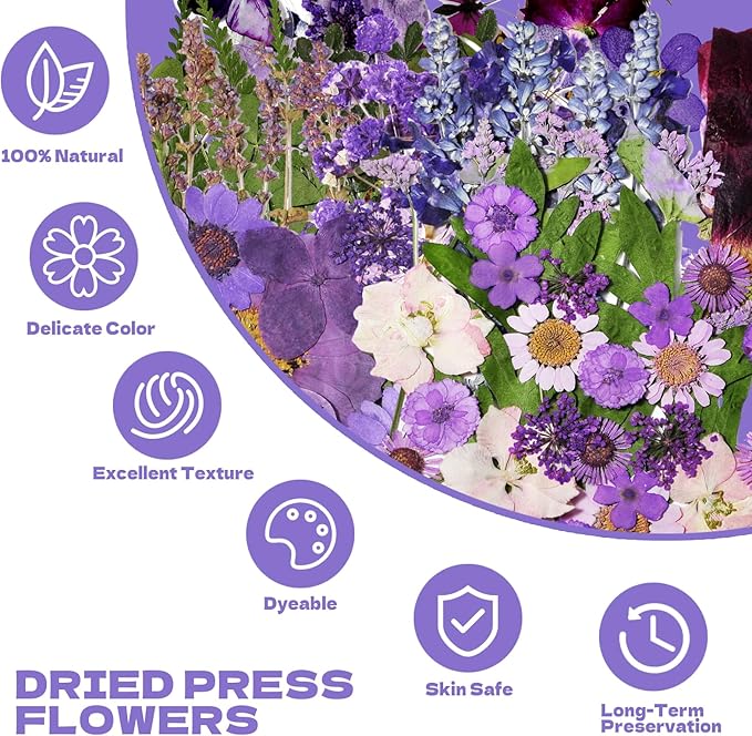 CONVELIFE Dried Flowers for Resin 119Pcs, Pink Real Natural Pressed Flowers with 10Butterfly Stickers, Dried Leaves kit for Scrapbook Supplies Card Making Resin Jewelry Making Soap Candle DIY Crafts
