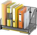 Docnest Desk File Holder Sorter, 5 Vertical Compartments Rack with Letter Tray, Mesh Magazine File Holder with Handle,Workspace Organizers,Desk Organizers for Paper, Mail, Documents-Black
