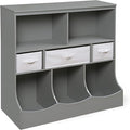 Badger Basket Combo Toy Storage Organizer and Bookshelf - Kids Storage Unit with 3 Removable Baskets, Open Shelves, Top Display Surface - Gray Cloud