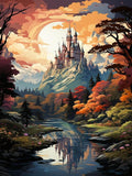 Meothan Paint by Numbers Kits, DIY Paint by Numbers for Adult Beginners, Watercolor Castle Paint by Numbers Kits on Canvas for Home Wall Decor 12''x16''