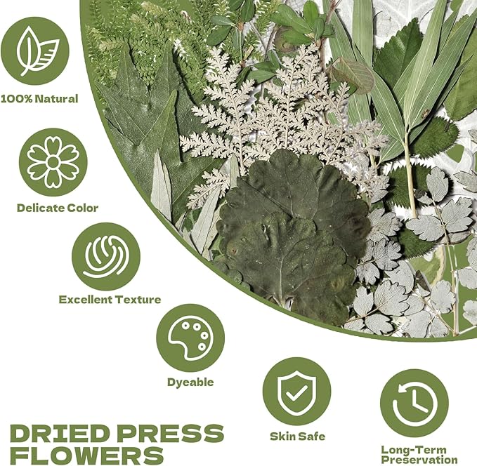 CONVELIFE 63 Pcs Pressed Leaves, 21 Styles Dried Flowers for Resin, Natural Dry Leaves for Pressed Leaf Art Craft DIY Embellishment Decorations