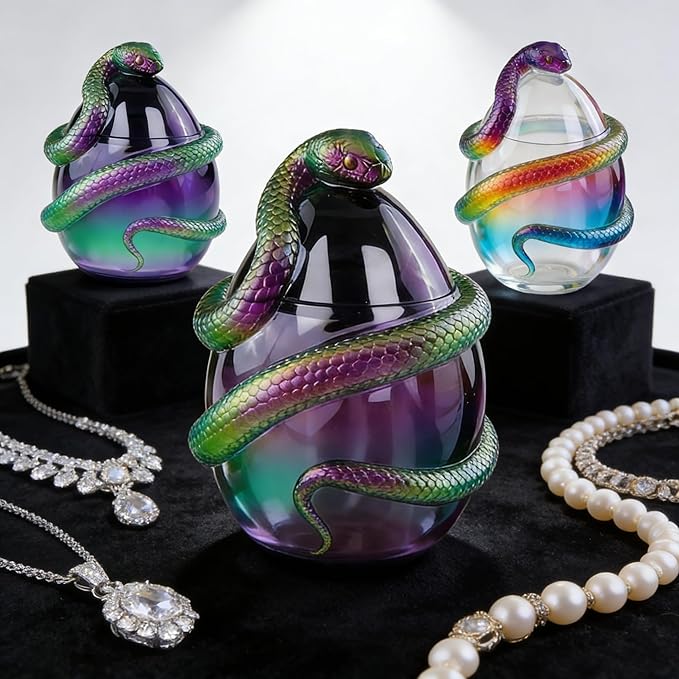 1Pc 3D Snake Egg Jar Resin Silicone Mold with Lid DIY Epoxy Casting Concrete Mold for Candle Making Halloween Home Table Decoration Candy Container Jewelry Storage Box Cosmetic Case Gifts