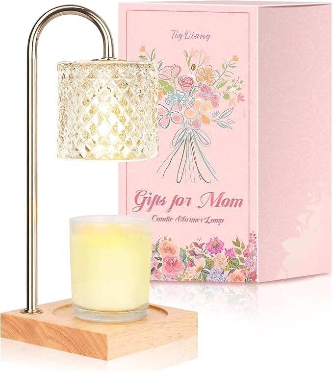 TigQiang Candle Warmer Lamp, Candle Lamp Wax Warmer, Timer & Dimmer 7-Levels, Fits Cup Jar Candle, Top Melting, Crystal Heater Lamp for Scented Wax, Elegant Home Decor, Clear Glass