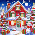 5D Snowman Xmas House Special Shape Diamond Art Kits for Beginners, Christmas Winter Theme Diamonds Painting Kits for Adults,DIY Crystal Rhinestones Diamond Paintings for Home Wall Decor 12×12Inch