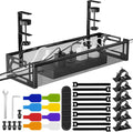 No Drill Under Desk Cable Management Tray, SONATURE 15.7" Cord Organizer for Table, Clamp Mount Desk Cable Management, Premium Carbon Steel Cable Organizer for Office, Home (Black)
