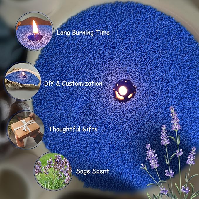 Pearled Candles with 30 Wicks -18 Oz YUKCAXDLS Wild Sage Mist Scented DIY Pearleds Wax Refillable for Making Lasts up to 100+Hours of Steady Burn Smokeless - Dark Blue