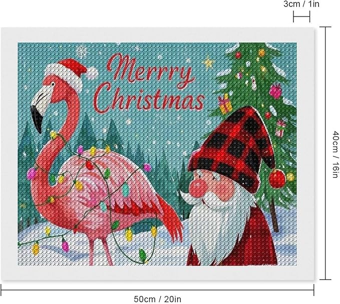 AIVKIEJK Diamond Painting Kits for Adults - Festive Flamingo Christmas Santa Hat Painting DIY 5D Full Drill Diamond Dots Paintings with Diamonds Gem Art and Crafts Home Decor 16"x20"