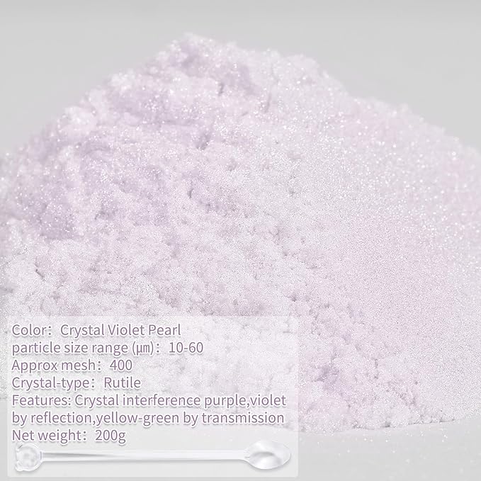 Mica Powder,7.05OZ（200g）,Crystal Violet Pearl Mica Powder Pigment for Epoxy Resin，Lip Gloss，Car Paint，Dye，Soap Making，Nail Polish,Epoxy Resin,Candle Making,Bath Bombs
