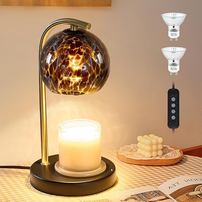Womens Gifts for Christmas Candle Warmer Lamp, Dimmable Scented Wax Melt Warmer with Timer, Housewarming Gifts for Home Bedroom Decor, Xmas Birthday Gifts for Mom, 2 Bulbs
