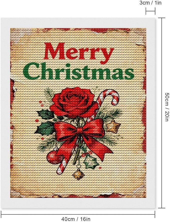 AIVKIEJK Diamond Painting Kits for Adults - Merry Christmas Santa, Holly & Vintage Painting DIY 5D Full Drill Diamond Dots Paintings with Diamonds Gem Art and Crafts Home Decor 16"x20"