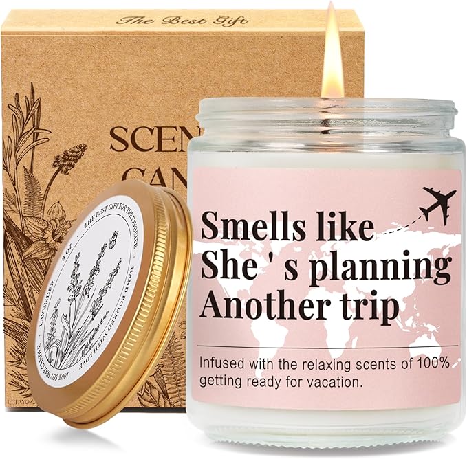 Travel Candle Gifts for Women, Smells Like Shes Planning Another Trip Candle, Best Gifts for People Who Travel, Birthday Gift or Traveling Gift for Travelers Women, Mom, Her, Couple, Friend-3
