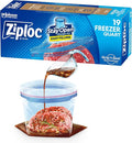 Ziploc Quart Food Storage Freezer Bags, New Stay Open Design with Stand-Up Bottom, Easy to Fill, 19 Count