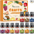 Fruity Essential Oils Gift Set, Premium Fragrance Oil for Candle & Soap Making, Coconut, Strawberry, Pineapple, Mango, Peach, Apple,10x5ml Fruit Aromatherapy Diffuser Oils for Home