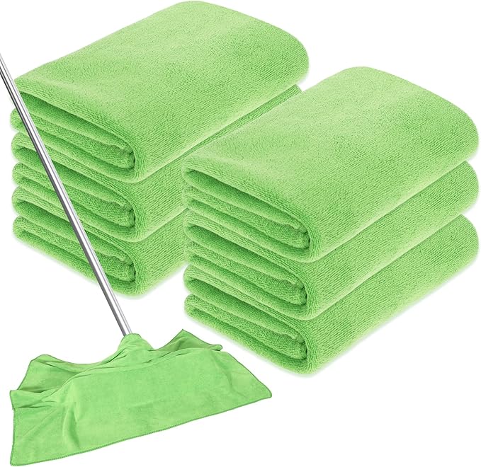 6 Pcs Extra Large Microfiber Cleaning Cloth Reusable Microfiber Towels Thick Washable Cleaning Towel for Home Office Windows Floors and Cars, 30 x 20 Inch (Green)
