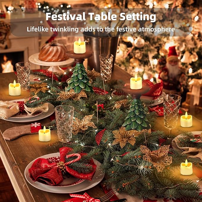 Rechargeable LED Flameless Candles, 2/4/6/8H Electric Votive Candles, 9PCS Battery Operated Tealights with Timer for Christmas, Wedding, Home Decor(USB-C Charging Cable Included)