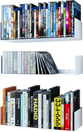 Wallniture Bali White Floating Shelves for Wall, CD DVD Storage Shelves and Metal Bookshelf Set of 3