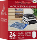 24 Pack Vacuum Storage Bags With Electric Pump, Space Saver Sealer Bags,Vacuum seal bags for clothing, Pillows, Comforters, Blankets, Bedding,Travel,