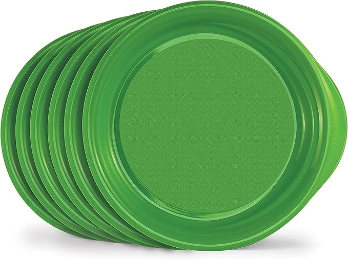 Preserve Everyday BPA Free Dinner Plates Made from Recycled Plastic in the USA, Set of 6, Apple Green