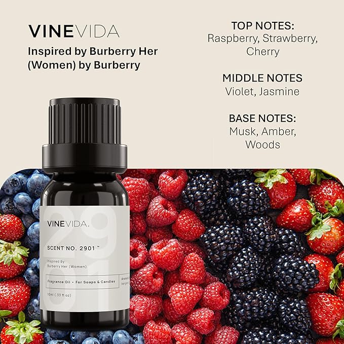 VINEVIDA [10mL] No.2901 Her (Women) Fragrance Oil for Candle Making - Natural Candle Oil Scents - Soap Making Essential Oil - Made in USA