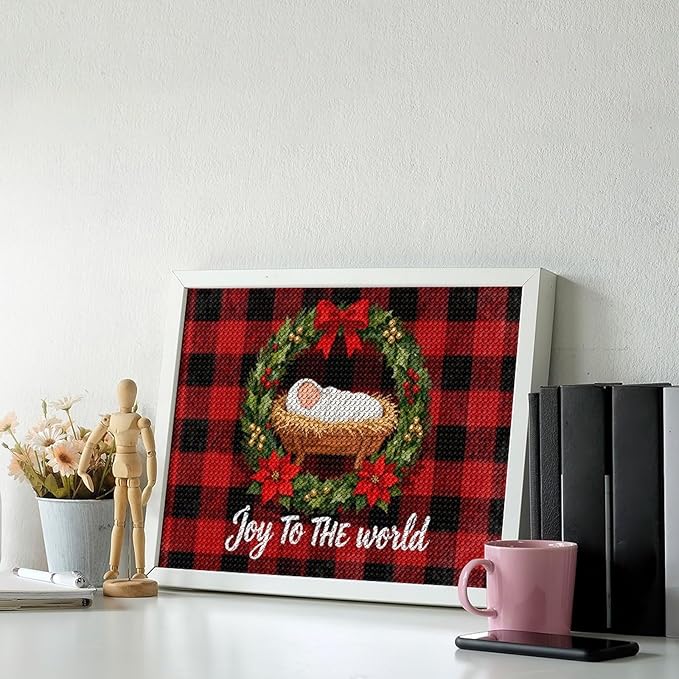 AIVKIEJK Diamond Painting Kits for Adults - Faith Christmas World Joy Painting DIY 5D Full Drill Diamond Dots Paintings with Diamonds Gem Art and Crafts Home Decor 12"x16"