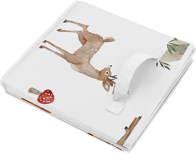 Sweet Jojo Designs Woodland Forest Animals Boy Girl Gender Neutral Unisex Collapsible Fabric Storage Cubes Foldable Bins Organizer Boxes Kids Baby Childrens Toys 2 Set - Animal Friends Bear Watercolor