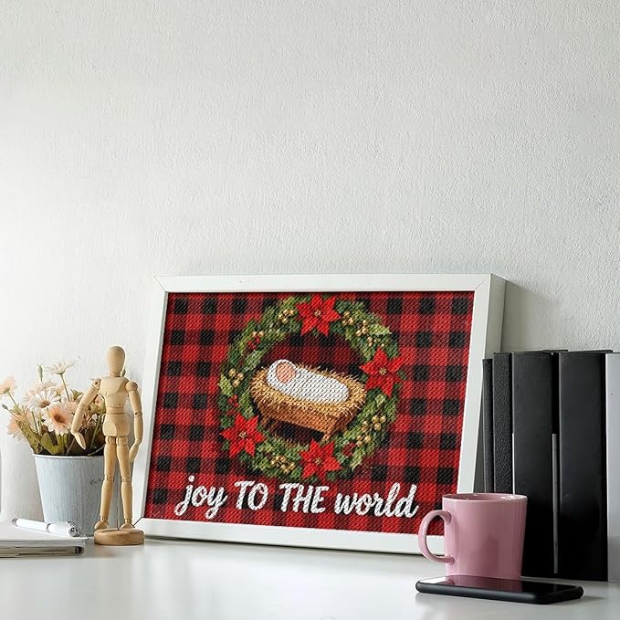 AIVKIEJK Diamond Painting Kits for Adults - Faith Christmas World Joy Painting DIY 5D Full Drill Diamond Dots Paintings with Diamonds Gem Art and Crafts Home Decor 8"x12"