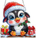 MOGTAA Christmas Diamond Art Hanging Kits for Adults Kids, Penguin Diamond Art Suncatchers, 5D Special Shape Winter Diamond Painting Window Pendant Kit for Home Garden Wall Decor