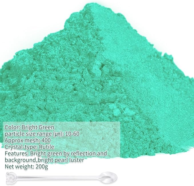 Mica Powder,200g/7.21oz Large Jar,Bright Green Mica Powder Pigment for Epoxy Resin，Lip Gloss，Paint，Dye，Soap Making，Nail Polish,Candle Making,Bath Bombs