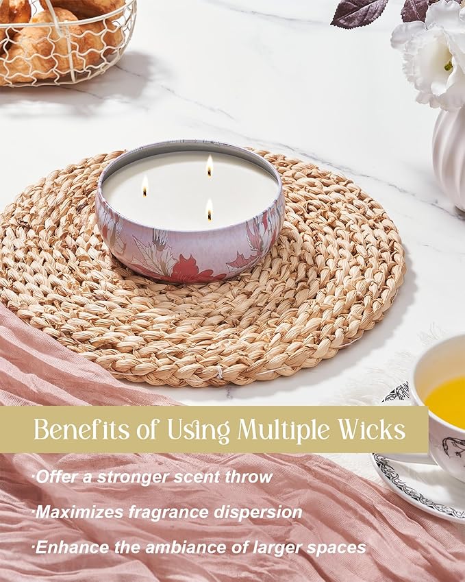 M&SENSE Strawberry Poundcake Scented Candles 12 oz, Large 3 Wick Soy Tin Candle, Over 40 Hour Burning Time, 100% Natural Vegan Wax Relaxing Aromatherapy Aesthetic Candle Gift for Women Men